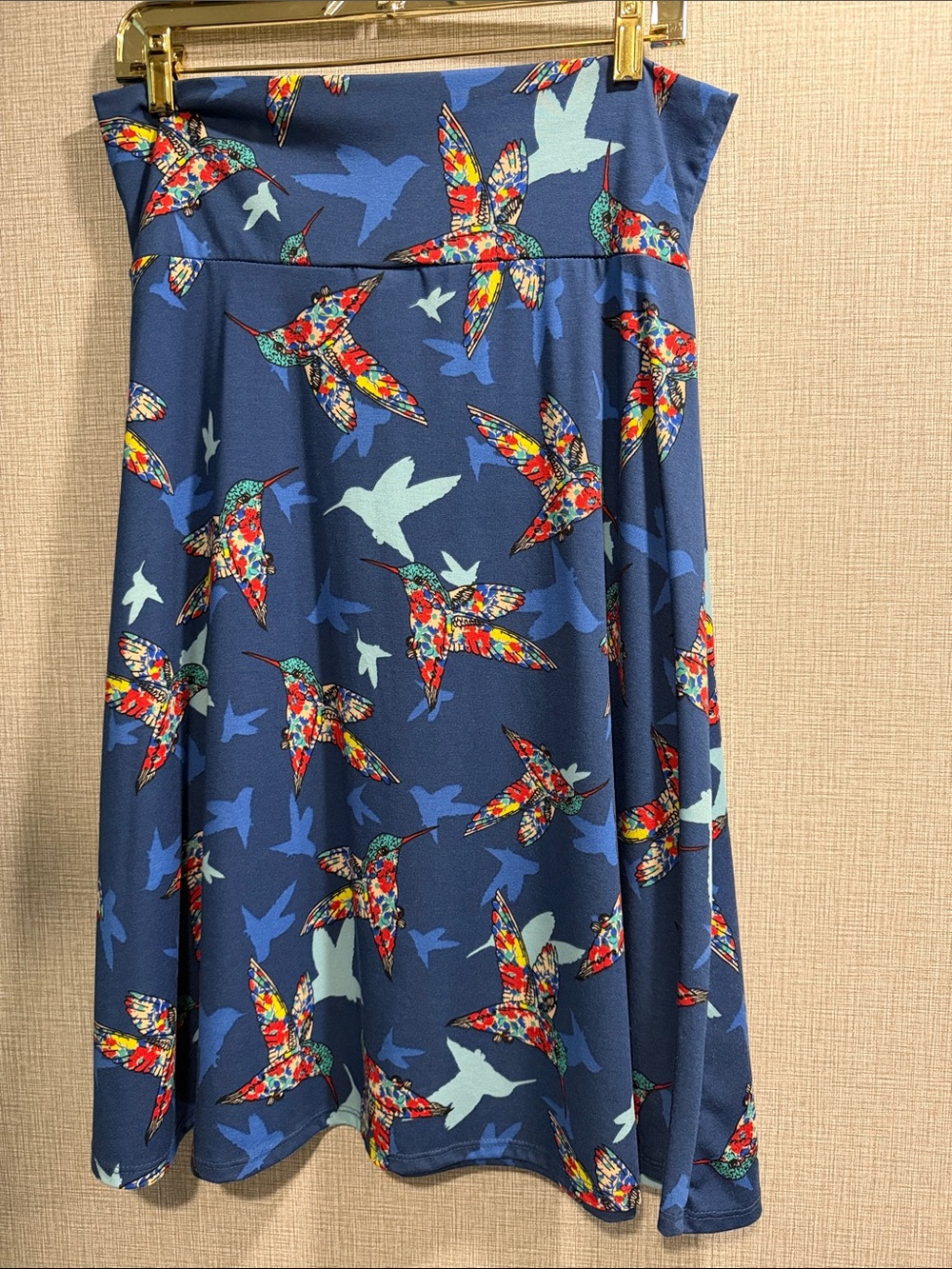 LuLaRoe Blue Hummingbird Azure Skirt Size X-Large